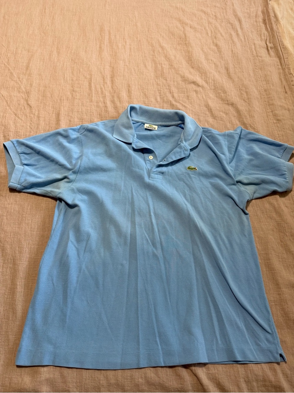 Lacoste Sky Blue Cotton Pique Polo Crocodile Logo Size Large Classic Preppy - Picture 2 of 6
